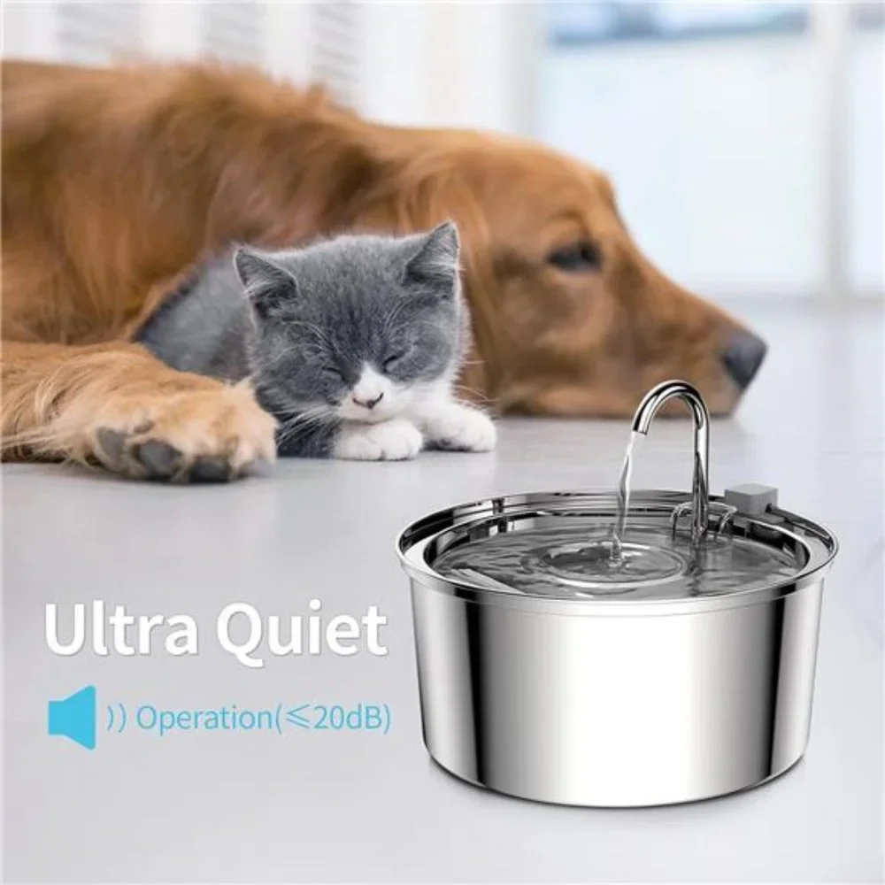 Cat Water Fountain, 3.2L/108oz Automatic Stainless Steel Pet Fountain Dispenser